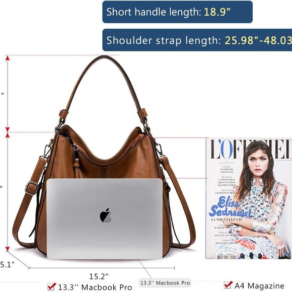 Hobo Crossbody Bags for Women Designer Faux Leather Hobo Handbags Retro Large Si - Picture 4 of 9